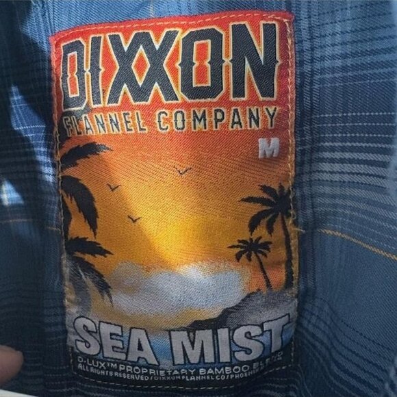 Dixxon Flannel Shirt Mens Medium Blue Plaid Sea Mist Bamboo Blend Short Sleeve - Picture 3 of 8